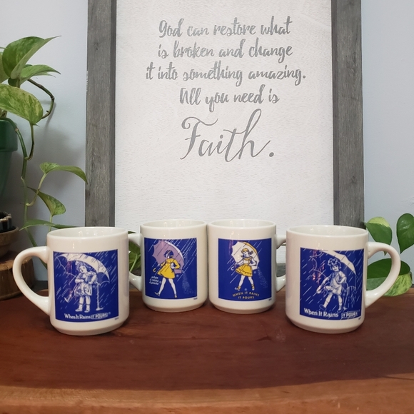 Vintage set of Morton Salt coffee mugs Set of 4 - Picture 1 of 11